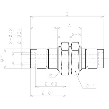 チューブフィッティングブラス 隔壁ユニオン(インチサイズ) PISCO(ピスコ)