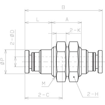 チューブフィッティングブラス 隔壁ユニオン(インチサイズ) PISCO(ピスコ)