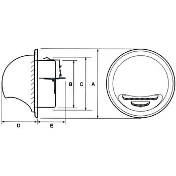 ステンレス製 丸型フード付ガラリ(ダンパー付)