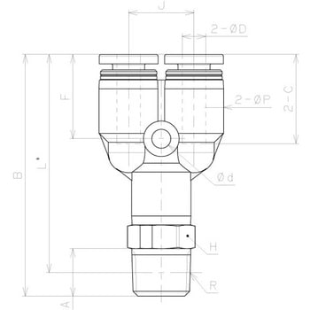 チューブフィッティングPP/耐腐食性SUS303相当 ブランチワイ PISCO(ピスコ)