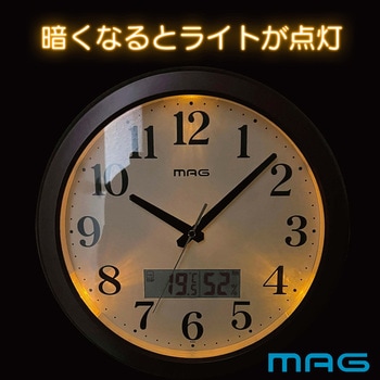 MAGアナデジ自動点灯掛け時計 明夜(メイヤ) MAG(ノア精密)