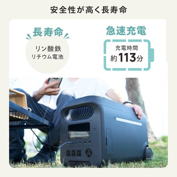 ポータブル電源 大容量 2560Wh リン酸鉄 【AC×4 Type-C×2 USB-A×4 カーソケット×1 アンダーソン×1】 エレコム