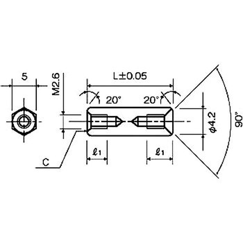 スペーサー(黄銅スペーサー) KSB-2600ANEシリーズ(M=2.6 ピッチ0.45) - 廣杉計器
