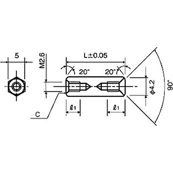 スペーサー(黄銅スペーサー) KSB-2600AEシリーズ(M=2.6 ピッチ0.45) - 廣杉計器