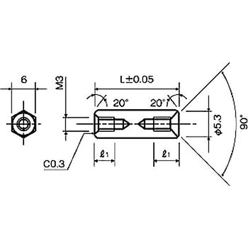 スペーサー(黄銅スペーサー) KSB-300AEシリーズ(M=3 ピッチ0.5) 廣杉計器