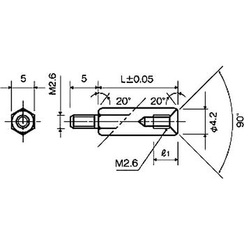 スペーサー(黄銅スペーサー) KSB-2600BNEシリーズ(M=2.6 ピッチ0.45) 廣杉計器