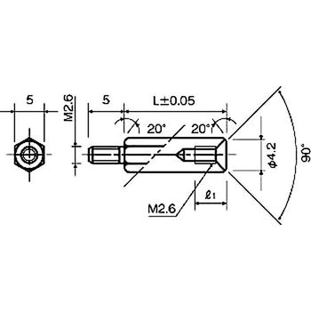 スペーサー(黄銅スペーサー) KSB-2600BEシリーズ(M=2.6 ピッチ0.45) - 廣杉計器