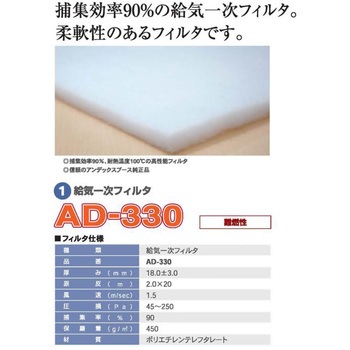 塗装ブース用給気一次フィルター AD-330 500mm角カット品 アンデックス