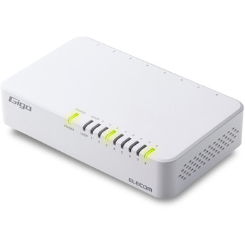 スイッチングハブ LANハブ 8ポート Giga対応 1000/100/10Mbps プラスチック筐体 AC電源 ファンレス エレコム