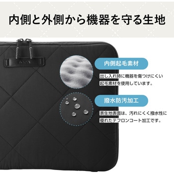 パソコンケース 14インチ クロスステッチ キルティング PCバッグ 衝撃吸収 ダブルファスナー エレコム