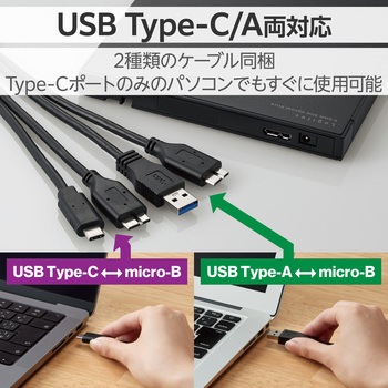 外付けブルーレイドライブ BD/DVD/CD USB3.2 Gen1 ケーブル2本付 書込み/再生/編集 バスパワー 超薄型 ロジテック