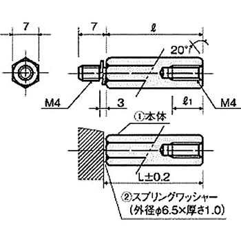 SW黄銅スペーサー WSB-400SWEシリーズ(M=4 ピッチ0.7SW付) - 廣杉計器
