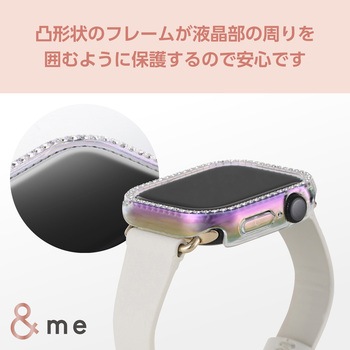 アップルウォッチ カバー Series 10 [42mm] バンパー ハード 側面保護 ラインストーン エレコム