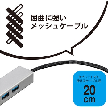 LAN付USB3Type-C 3ポート変換アルミハブ ナカバヤシ