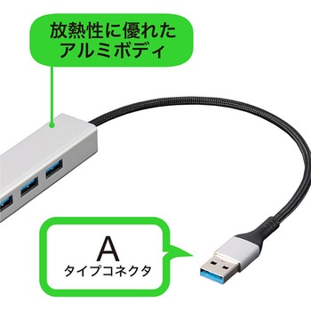 LAN付USB3Type-A / 3ポートアルミハブ ナカバヤシ