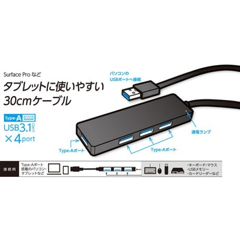 USB3．1Gen1 / 4ポートハブ/30cm ナカバヤシ