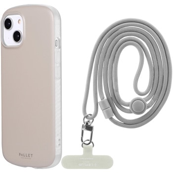 (簡易包装)iPhone 14/13 超軽量・極薄・耐衝撃ハイブリッドケース 「PALLET AIR STRAP」 グレージュ (ショルダーストラップ付属) MSソリューションズ