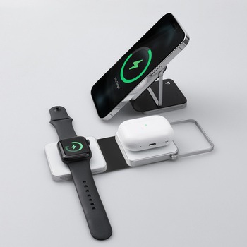 2in1 折りたたみワイヤレス充電スタンド ブラック HACRAY(ハクライ)