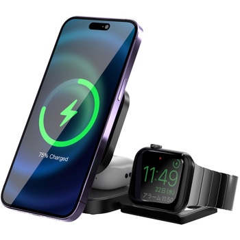3in1折りたたみワイヤレス充電スタンド ブラック HACRAY(ハクライ)