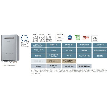 ガス給湯暖房用熱源機 マイクロバブルバスユニット内蔵(屋外壁掛・PS標準設置型) リンナイ