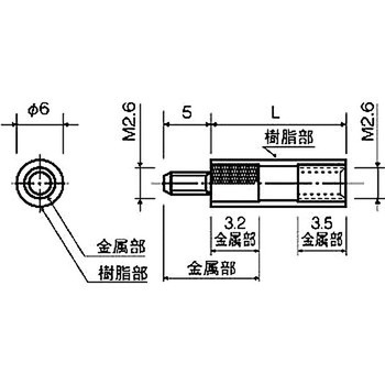 金属付PBTスペーサー / BMZ-E 廣杉計器