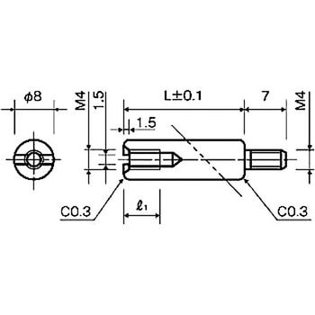 スペーサー(アルミスペーサー) BRL-400SBEシリーズ(M=4 ピッチ0.7 スリ割付) 廣杉計器