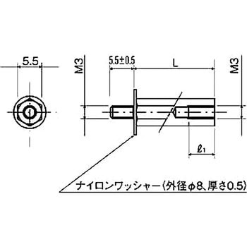 スペーサー(PW付ナイロンスペーサー) WSN-300シリーズ(M=3 ピッチ0.5) - 廣杉計器