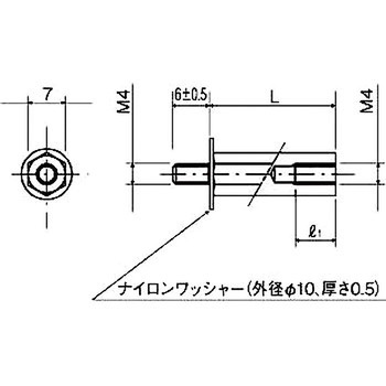 スペーサー(PW付ナイロンスペーサー) WSN-400シリーズ(M=4 ピッチ0.7) - 廣杉計器