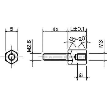 スペーサー(D-Subコネクター取付スペーサー) DSB-0000BEシリーズ(M=2.6 ピッチ0.45/M=3 ピッチ0.5) 廣杉計器