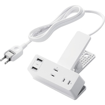 電源タップ 延長コード USB付き 1.5m (コンセント×3 USB A×2) クリップ式 雷ガード ほこり防止シャッター エレコム