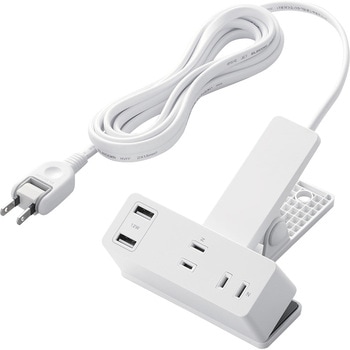 電源タップ 延長コード USB付き 3m (コンセント×3 USB A×2) クリップ式 雷ガード ほこり防止シャッター エレコム