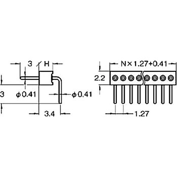 ピンヘッダー(ピン) PRR-710223-00ライトアングル(1列) 廣杉計器