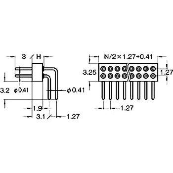 ピンヘッダー(ピン) PRR-720213-00ライトアングル(2列) 廣杉計器