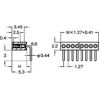 ピンヘッダー(ソケット) FRR-71041-00ライトアングル(1列) 廣杉計器