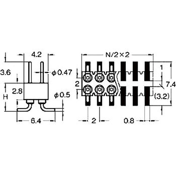 ピンヘッダー(ピン) PRM-220484-00ストレート(2列) 廣杉計器