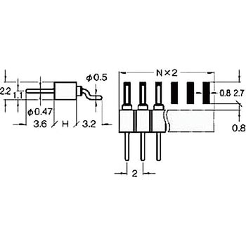 ピンヘッダー(ピン) PRL-210284-00ライトアングル(1列) 廣杉計器