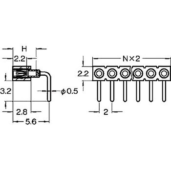 ピンヘッダー(ソケット) FRR-21036-00ライトアングル(1列) 廣杉計器