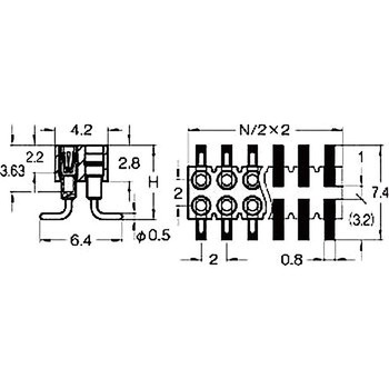 ピンヘッダー(ソケット) FRM-22058-00ストレート(2列) - 廣杉計器