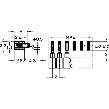 ピンヘッダー(ソケット) FRL-21036-00ライトアングル(1列) 廣杉計器