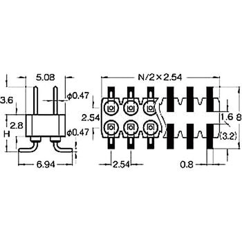 ピンヘッダー(ピン) PRM-420484-00(2列) 廣杉計器