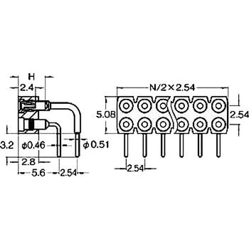 ピンヘッダー(ソケット) FRR-42037-00(2列) 廣杉計器