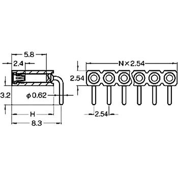 ピンヘッダー(ソケット) FRR-41070-00(1列) 廣杉計器
