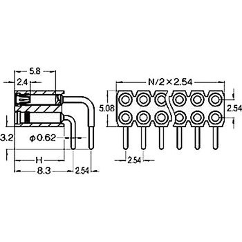 ピンヘッダー(ソケット) FRR-42070-00(2列) 廣杉計器