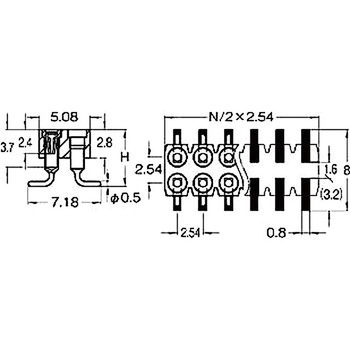 ピンヘッダー(ソケット) FRM-420565-00(2列) 廣杉計器