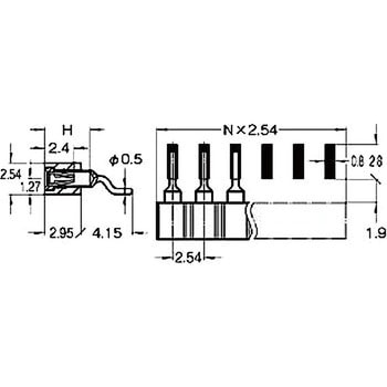 ピンヘッダー(ソケット) FRL-410375-00ライトアングル(1列) 廣杉計器