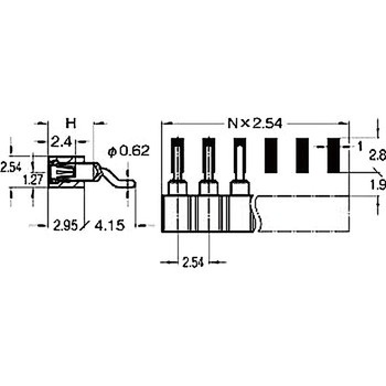 ピンヘッダー(ソケット) FRL-410376-00ライトアングル(1列) 廣杉計器