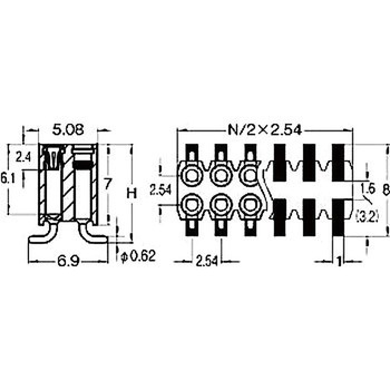 ピンヘッダー(ソケット) FRM-42086-00(2列) 廣杉計器