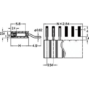 ピンヘッダー(ソケット) FRL-41070-00ライトアングル(1列) 廣杉計器