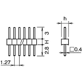 ピンヘッダー(ピン) PCB取付穴径Φ0.65 PSS-710153-00(H=1.5，h=1.8) 廣杉計器