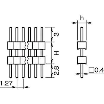 ピンヘッダー(ピン) PCB取付穴径Φ0.65 PSS-710303-00(H=3，h=2.1) 廣杉計器